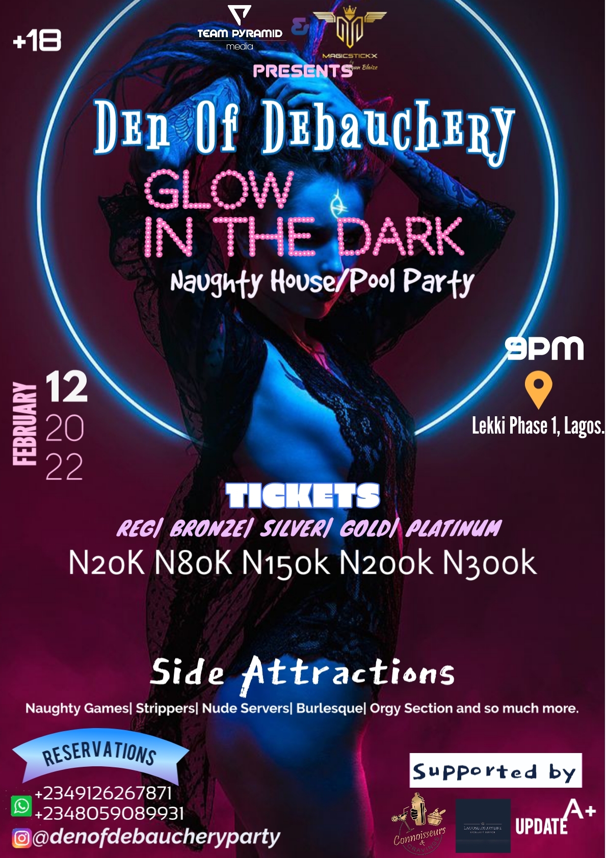 Den Of Debauchery Glow In The Dark Naughty House/Pool Party