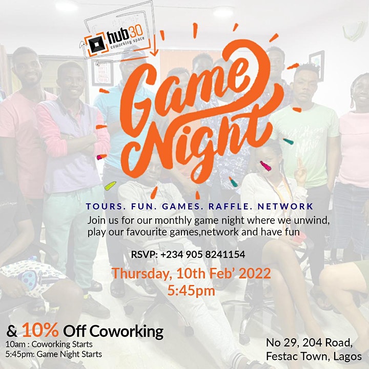 Game Night & 10% Off Coworking