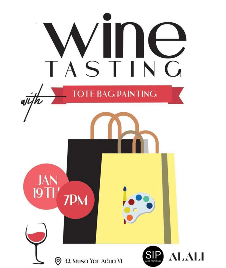 Wine Tasting With Tote Bag Painting