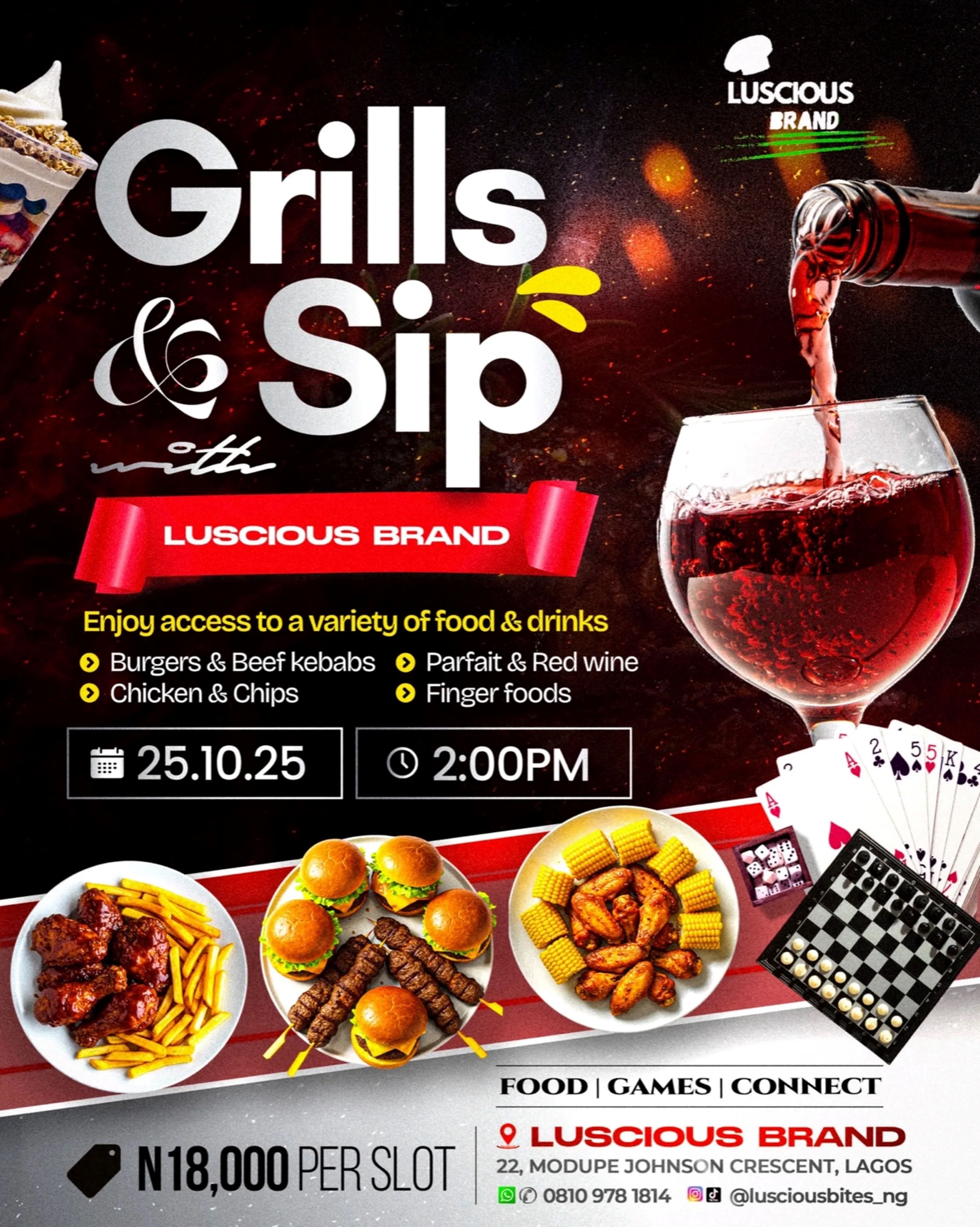 25 Oct. 2025, Grills & Sip With Luscious Brand