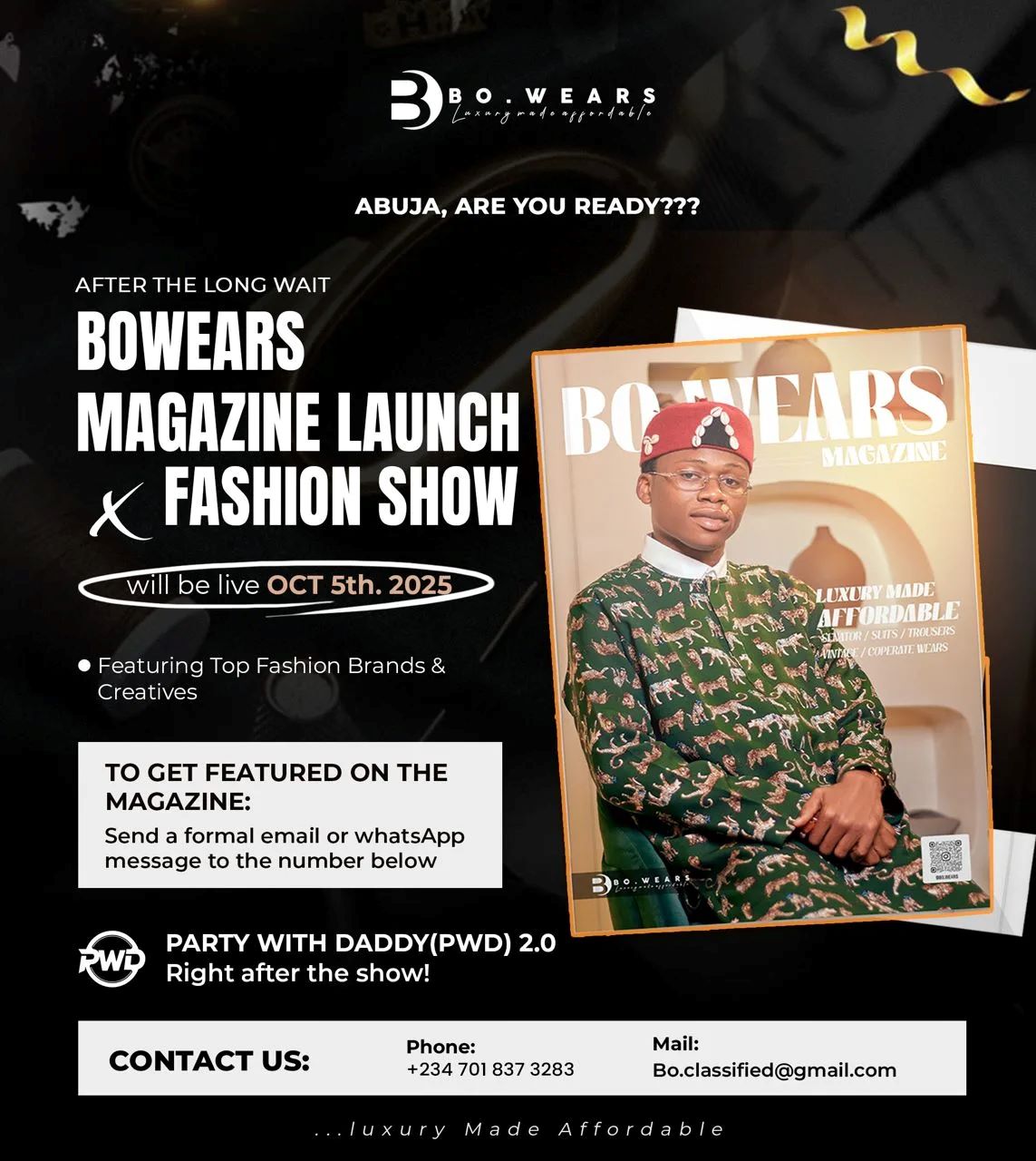 05 Oct. 2025, Bo Wears Magazine Launch & Fashion Show – Abuja