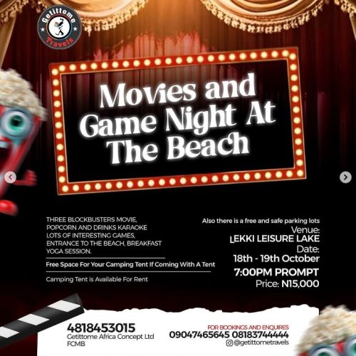 18 – 19 Oct. 2024, Movies And Game Night At The Beach