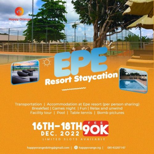 16 – 18 Dec. 2022, Epe Resort Staycation