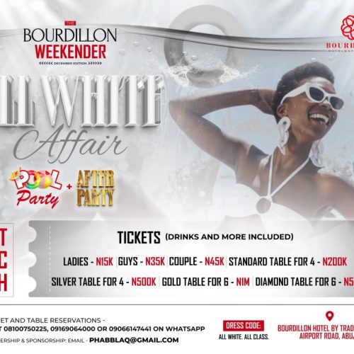 06 Dec. 2025, All White Affair Pool Party + After Party – Abuja
