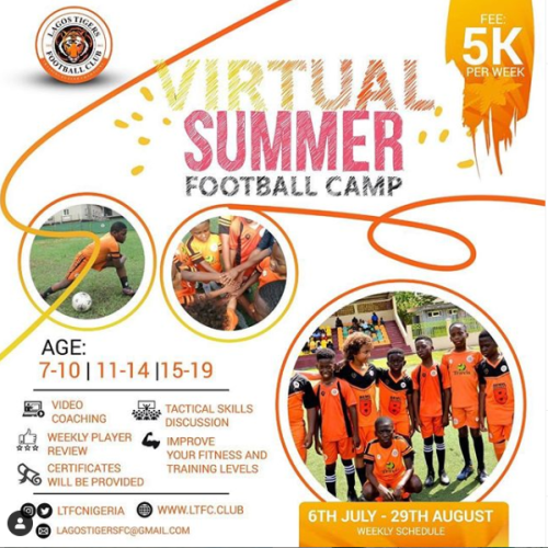 06 Jul. – 29 Aug. 2020, Virtual Summer Football Camp