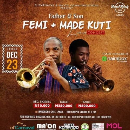 23 Dec. 2021, Femi & Made Kuti Live In Concert