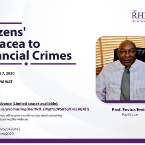 07 Aug. 2020, Citizens’ Panacea To Financial Crimes