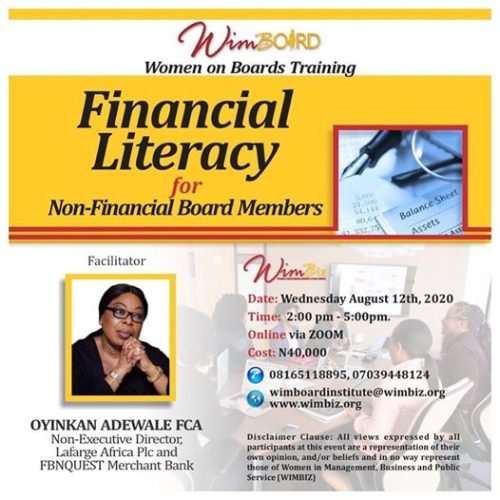 08 Aug. 2020, Financial Literacy For Non- Financial Board Member